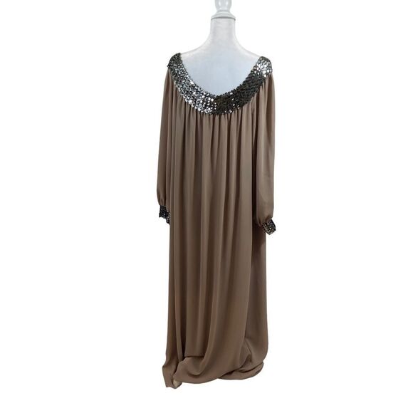 Rare Vintage Lucy Ann Beverly Hills Sequin Detail Long‎ Chiffon Gown Size Large - Picture 2 of 15